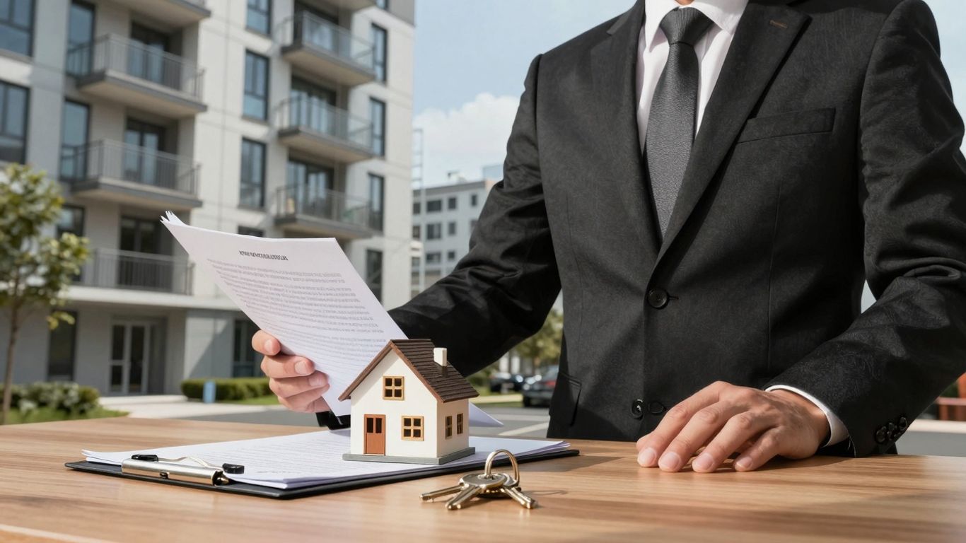 Advogado e apartamento para financiamento imobiliário.