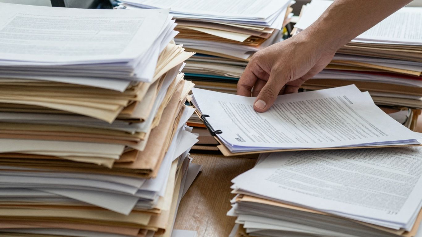 Pilha de papéis atrasando processo de inventário