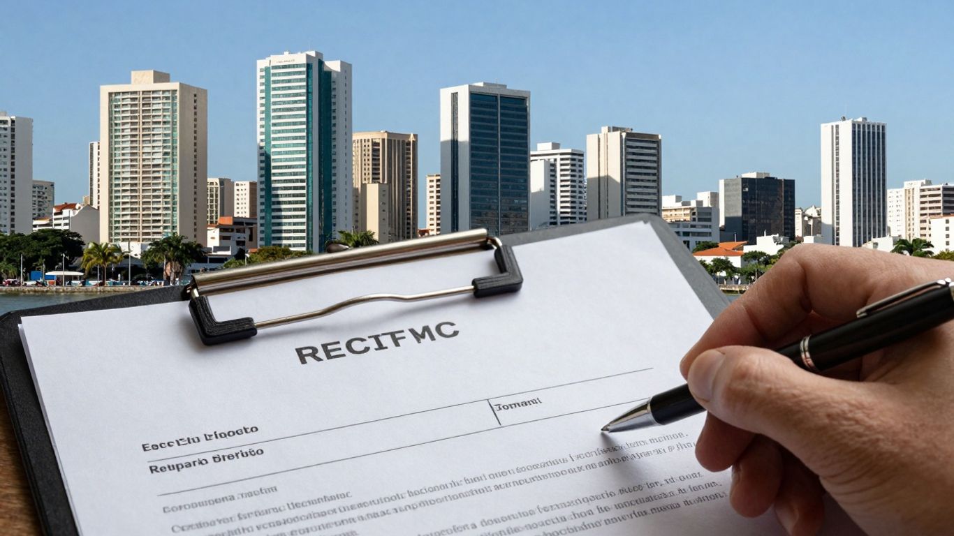 Contrato imobiliário com vista do Recife.
