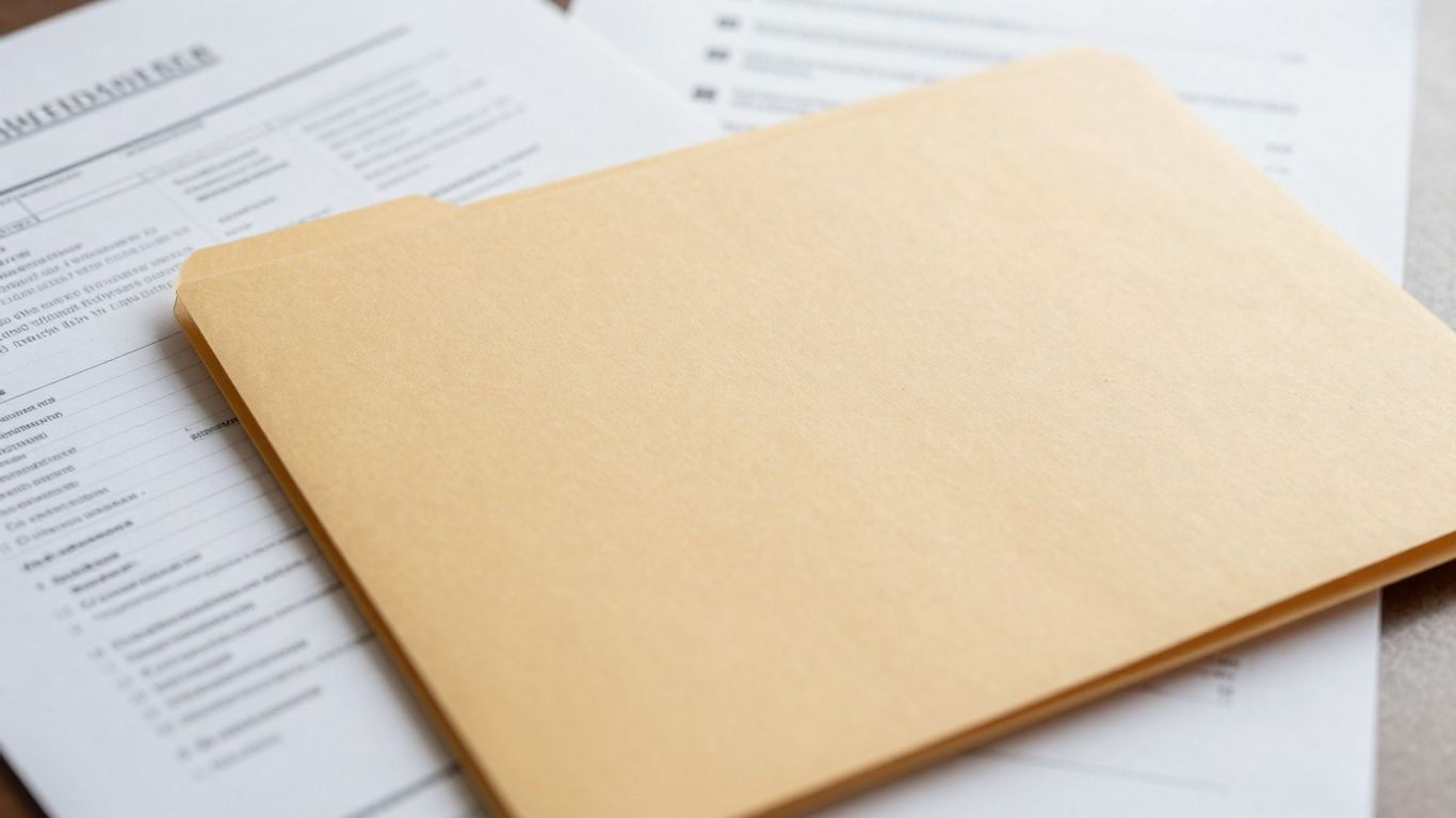 Documentos espalhados e pasta vazia em processo judicial.