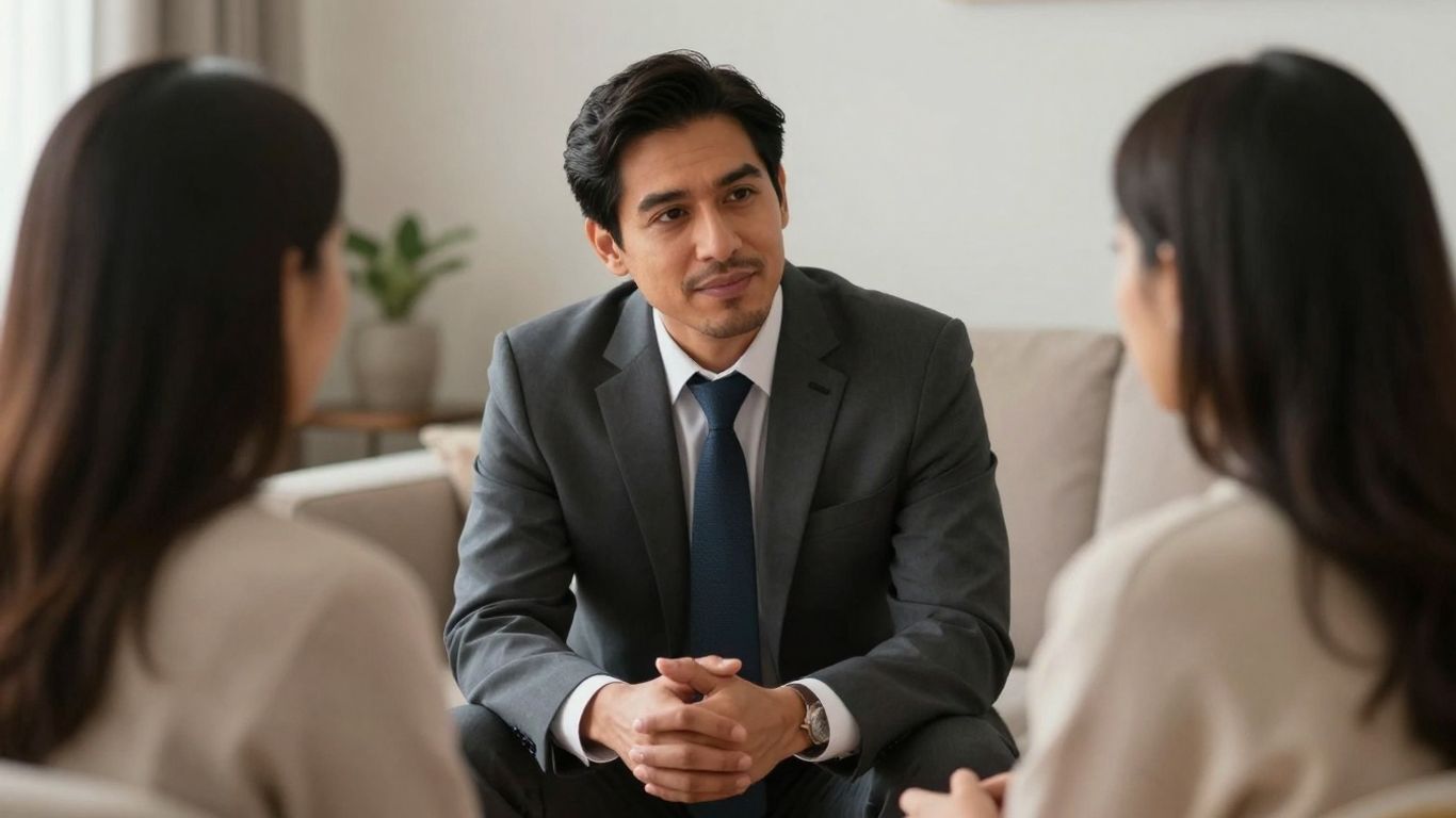 Advogado familiar resolvendo acordo de herança extrajudicialmente.